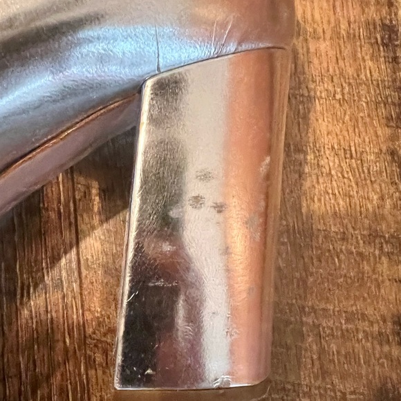 PRADA Leather Silver Block Heel Pumps - Picture 6 of 15